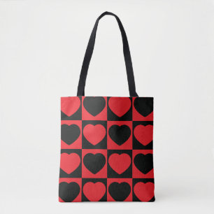 Totenbeutel mit schwarzen und roten Herzen Tasche