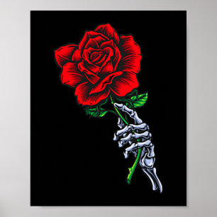 Totenhand mit Rose _ Ästhetische rote Blume Poster