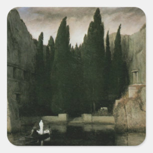 Toteninsel von Arnold Böcklin, Symbolismus Kunst Quadratischer Aufkleber