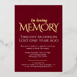 Totenjubiläum taub Foto dunkelrote Folie Folieneinladung