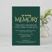 Totenjubiläum weißes Taube grünes weißes Foto Folieneinladung (Stehend vorne)