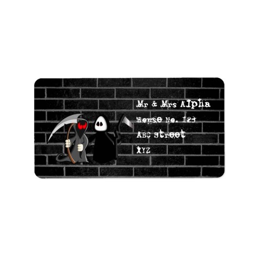 Totenkennzeichnung für grimmige Sensenmänner Adressaufkleber (Vorne)