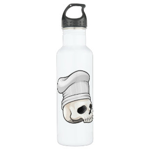 Totenkopf als Koch mit Kochmütze Edelstahlflasche