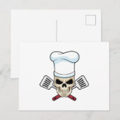 Totenkopf als Koch mit Kochmütze Postkarte (Vorne/Hinten)