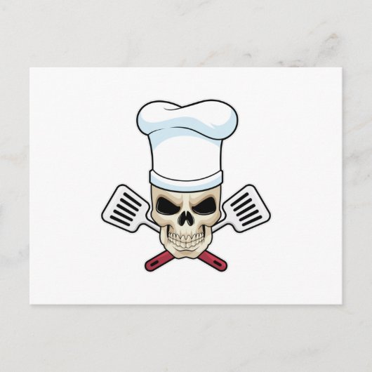 Totenkopf als Koch mit Kochmütze Postkarte (Vorderseite)