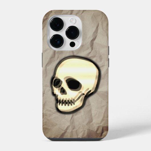 Totenkopf auf Papierstruktur-Hintergrund iPhone Hülle (Rückseite)