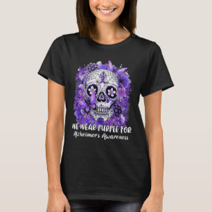Totenkopf-Blume trägt violettes Alzheimerheimer-Ba T-Shirt