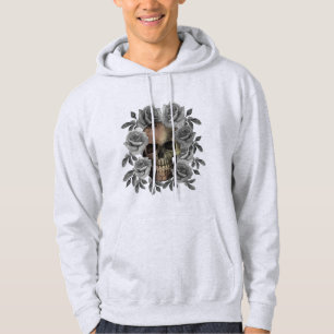 TOTENKOPF BLUMEN BOUQUET SCHWARZ WEISS HOODIE
