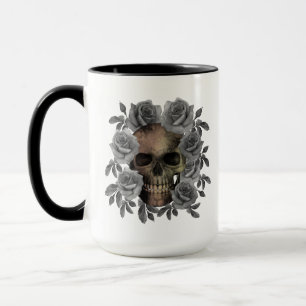 TOTENKOPF BLUMEN BOUQUET SCHWARZ WEISS TASSE