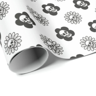 Totenkopf Blumen Geschenkpapier