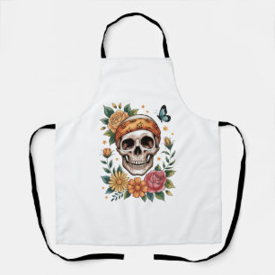 Totenkopf-Blumen-Halloween-Gruselig Schürze