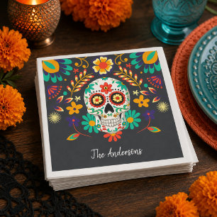 Totenkopf-Blumen-Zuckerschädel Serviette