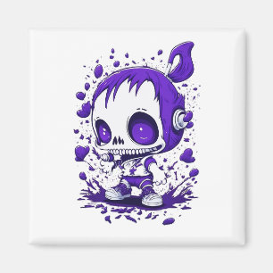 Totenkopf Cartoon Mädchen Druck Design Magnet