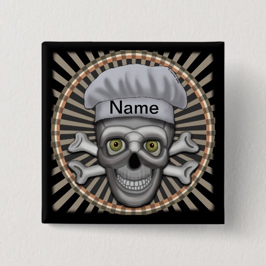 Totenkopf-Chef-Viereck-Spinne Button (Vorderseite)