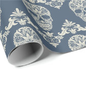 Totenkopf-Damask Geschenkpapier (Rolleneckpunkt)