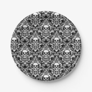 Totenkopf-Damaskus-Speiseteller Pappteller