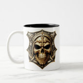 Totenkopf Deathmetal Metaldesign Zweifarbige Tasse (Links)