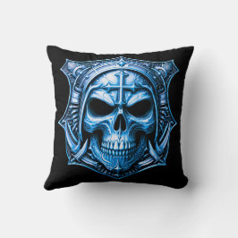 Totenkopf Deathmetal Totenkopf Gold und Blau Kissen