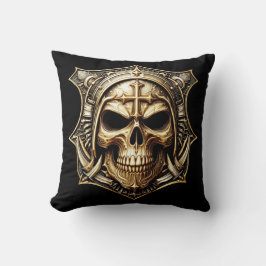 Totenkopf Deathmetal Totenkopf Gold und Blau Kissen