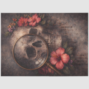 Totenkopf-Dekupagepapier Gothic Floral Seidenpapier