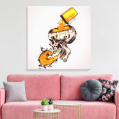 Totenkopf, der Bier und Schaum wegwirft Leinwanddruck (Insitu (Wohnzimmer))