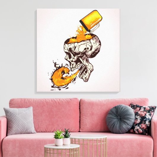 Totenkopf, der Bier und Schaum wegwirft Leinwanddruck (Insitu (Wohnzimmer))