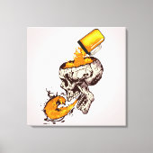 Totenkopf, der Bier und Schaum wegwirft Leinwanddruck (Vorderseite)