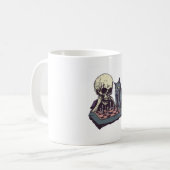 Totenkopf gegen Katze � Lustiger Schachkampf Kaffeetasse (Vorderseite Links)
