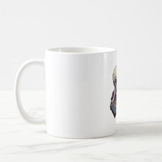 Totenkopf gegen Katze � Lustiger Schachkampf Kaffeetasse (Links)