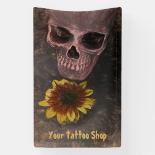 Totenkopf Gelbe Sonnenblume Gothic Vintage Sepia S Banner