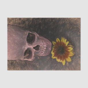 Totenkopf Gelbe Sonnenblume Gothic Vintage Sepia S Seidenpapier