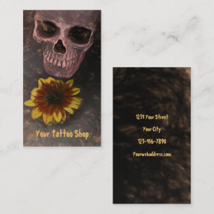 Totenkopf Gelbe Sonnenblume Gothic Vintage Sepia S Visitenkarte