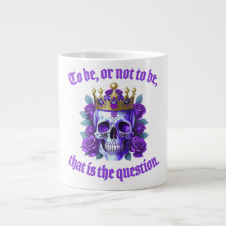 Totenkopf Geschenk Krone Rosen Spruch König Lila Jumbo-Tasse