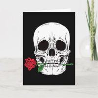 Totenkopf Gesicht Rote Rose Rock N Roll Cool Skele