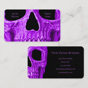 Totenkopf Gothic Neon Violett Schwarzes Tattoo-Stu Telefonnummerkarte