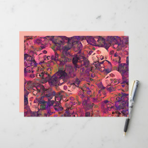 Totenkopf Gothic Vintage Style Rosa Lila Kunst