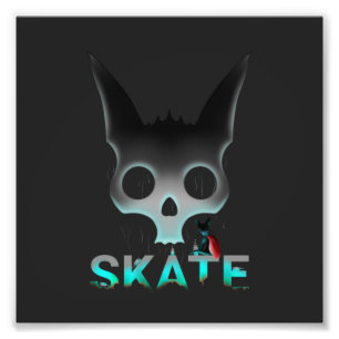 Totenkopf-Graffiti-Skater-Katze Fotodruck
