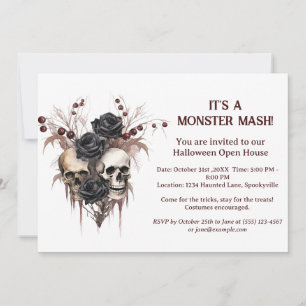 Totenkopf-Halloween-Open-House-Einladung Einladung