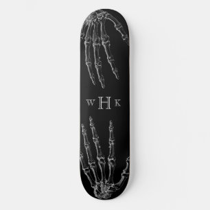 Totenkopf Hände Monogramm Trend Schwarz Weiß Skateboard