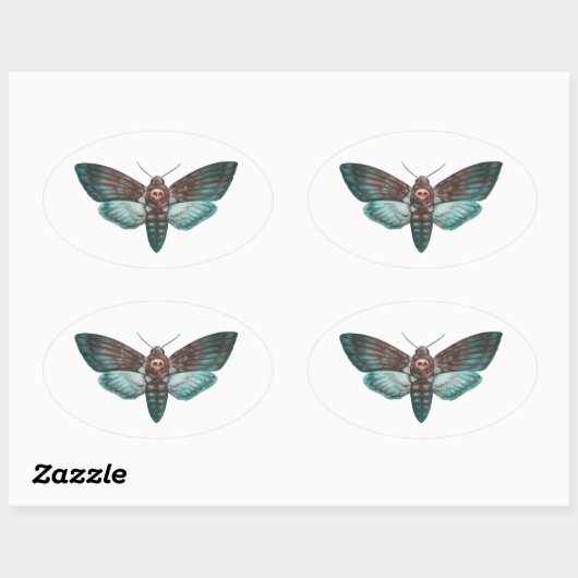 Totenkopf-Hawkmoth Ovaler Aufkleber (Blatt)