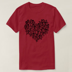 Totenkopf-Herz-T-Shirt T-Shirt