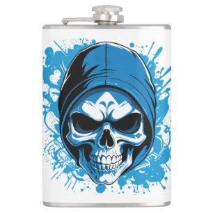 Totenkopf im Graffiti-Stil Flachmann