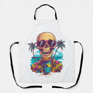 Totenkopf im Urlaub � Entspannter Lustiger Strand- Schürze