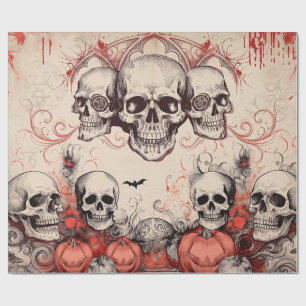 Totenkopf im Vintage-Stil Halloween-Decoupage Geschenkpapier