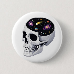 Totenkopf im Weltraum Button
