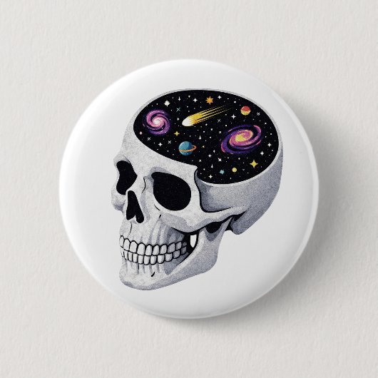 Totenkopf im Weltraum Button (Vorderseite)