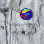 Totenkopf in Blau und Gold Button (Beispiel)