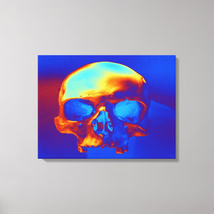 Totenkopf in Blau und Gold Leinwanddruck
