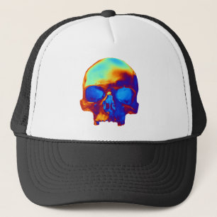 Totenkopf in Blau und Gold Truckerkappe