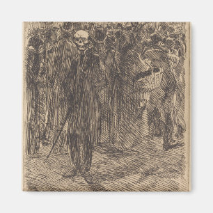 Totenkopf in der Menge (von Albert Besnard) Magnet